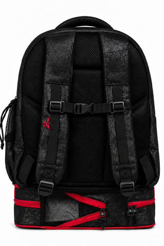 Black Faux Suede Rebel Dream Bag Plus with Red Zipper