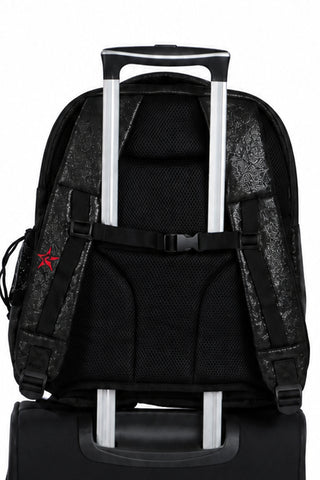 Black Faux Suede Rebel Dream Bag Plus with Red Zipper