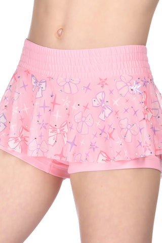 Bow Era Mesh Overlay Short in Chloe Pink
