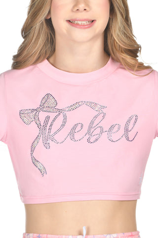 Bow Squad Cropped Tee in Chloe Pink