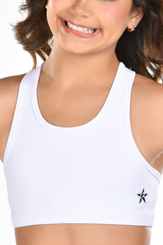 Racerback Sports Bra in White