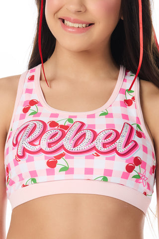 Very Cherry Racer Back Sports Bra