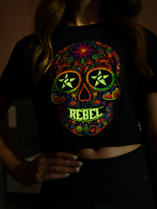 Cropped Tee in Sugar Skull