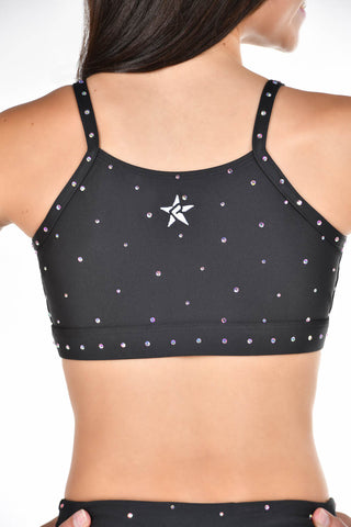 Crystal Veil Sports Bra in Black