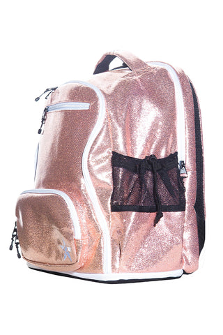 Glossy in Rose Gold Rebel Dream Bag with White Zipper