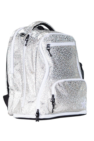Leopard in Silver Rebel Dream Bag with White Zipper