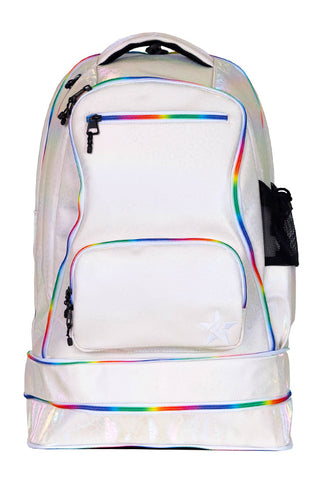 Leopard in Opalescent Rebel Dream Bag with Rainbow Zipper