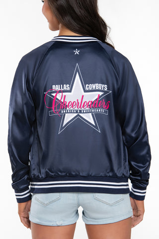 DCC Satin Bomber Jacket in Navy