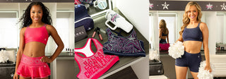 DCC Cheerleaders and products in.a 3 section grid 