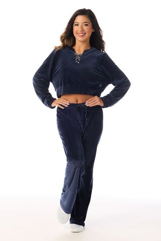 DCC Lace Up Pullover in Navy