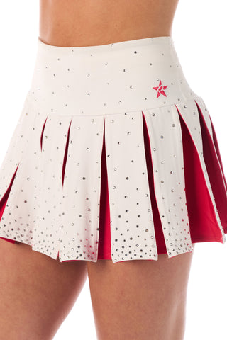 DCC Pop of Pink Pleated Skirt in White