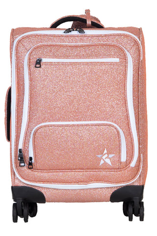 Rose Gold Rebel Dream Luggage with White Zipper