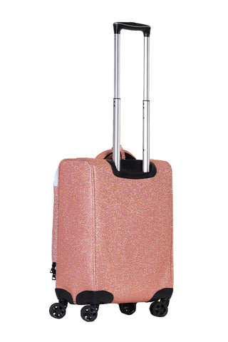 Rose Gold Rebel Dream Luggage with White Zipper