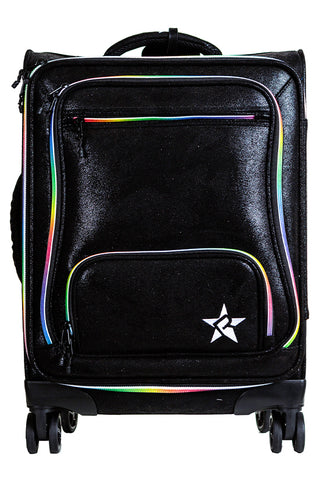 Faux Suede in Black Rebel Dream Luggage with Rainbow Zipper