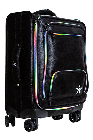 Faux Suede in Black Rebel Dream Luggage with Rainbow Zipper