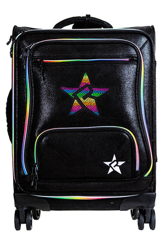 Faux Suede in Black Rebel Dream Luggage with Rainbow Zipper with Rainbow Rebel Mark Studs