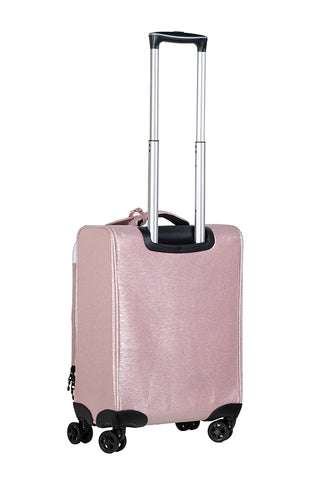 Sparkling Silk in Pink Champagne Rebel Dream Luggage with White Zipper
