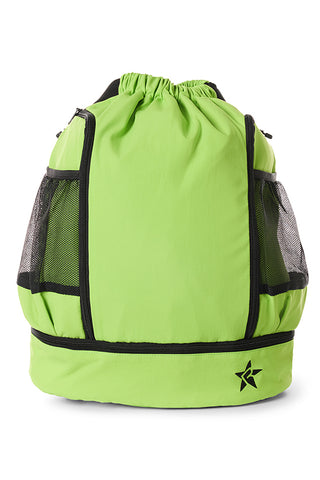 Rebel Drawstring Tote Bag in Lime Green