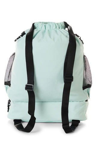Rebel Drawstring Tote Bag in Light Aqua