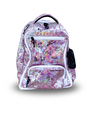 Signed Pink Sparkle Confetti Rebel Dream Bag with White Zipper