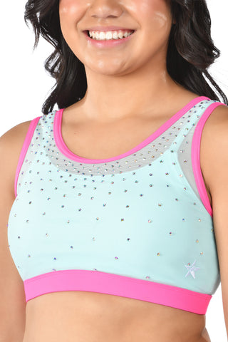 Dream Pop Mesh Sports Bra in Cloud