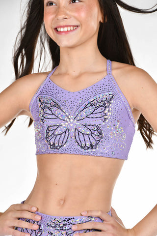 Crystal Couture Dreamflutter Sports Bra in Lavender