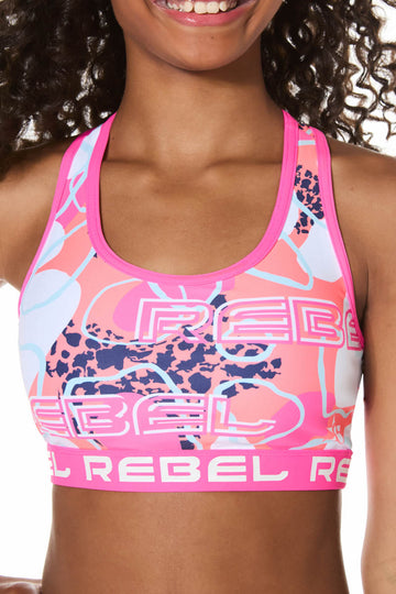Everett Racer Back Sports Bra in Wild Pink