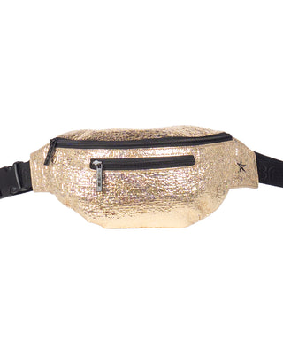 Tinsel in Gold Youth Rebel Fanny Pack with Black Zipper
