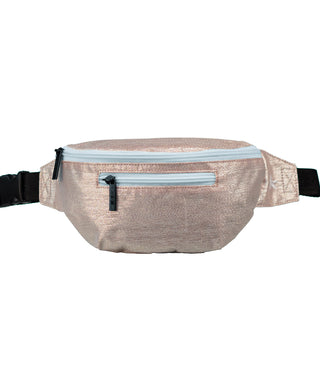 Sparkling Silk in Pink Champagne Youth Rebel Fanny Pack with White Zipper