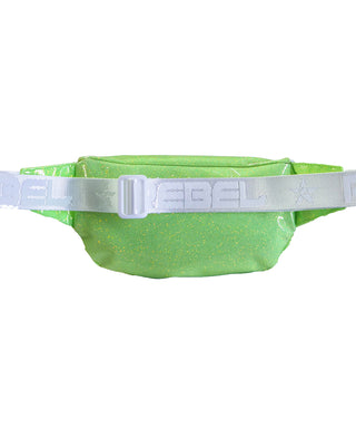 Glossy Neon Green Youth Rebel Fanny Pack with White Zipper