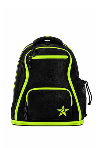 Faux Suede in Black Rebel Baby Dream Bag with Neon Green Zipper