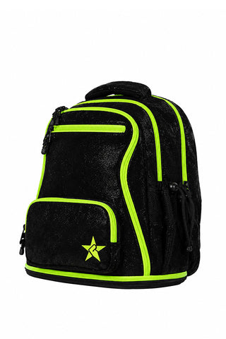 Faux Suede in Black Rebel Baby Dream Bag with Neon Green Zipper