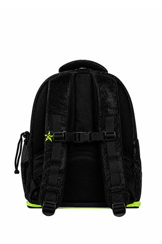 Faux Suede in Black Rebel Baby Dream Bag with Neon Green Zipper