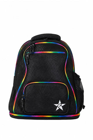 Faux Suede in Black Rebel Baby Dream Bag with Rainbow Zipper