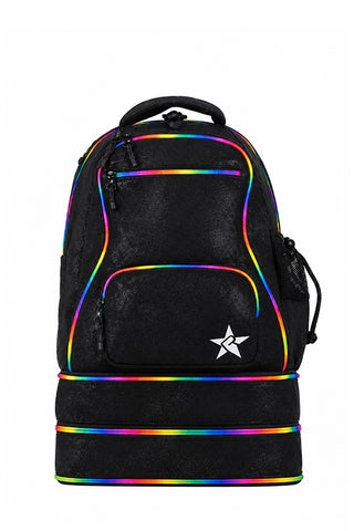 Faux Suede in Black Rebel Baby Dream Bag with Rainbow Zipper