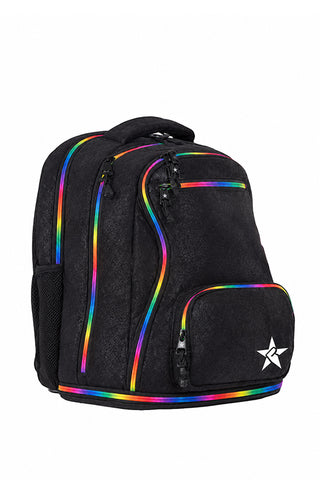 Faux Suede in Black Rebel Baby Dream Bag with Rainbow Zipper