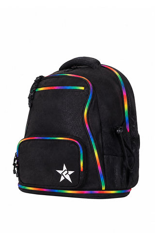 Faux Suede in Black Rebel Baby Dream Bag with Rainbow Zipper