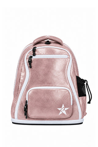 Faux Suede in Pink Champagne Rebel Baby Dream Bag with White Zipper