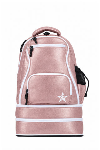 Faux Suede in Pink Champagne Rebel Baby Dream Bag with White Zipper
