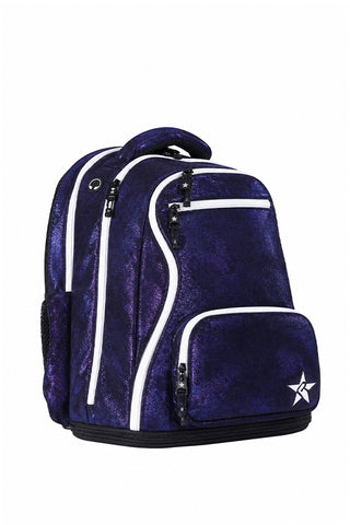 Faux Suede in Midnight Magic Rebel Baby Dream Bag with White Zipper