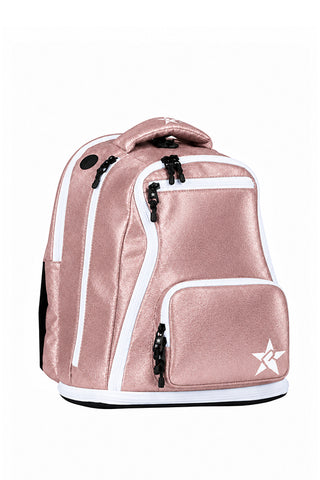 Faux Suede in Pink Champagne Rebel Baby Dream Bag with White Zipper
