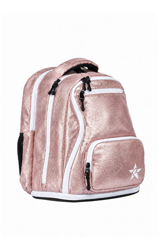 Faux Suede in Pink Champagne Rebel Baby Dream Bag with White Zipper