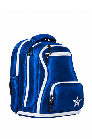 Faux Suede in Royal Blue Rebel Baby Dream Bag with White Zipper