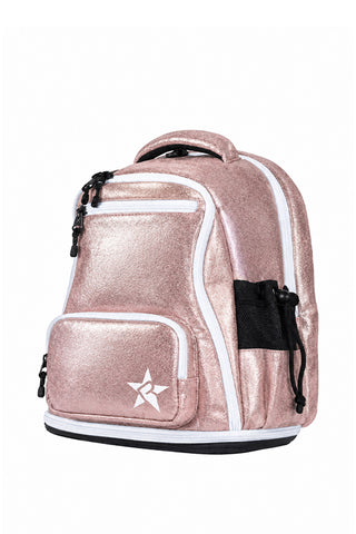 Faux Suede in Pink Champagne Rebel Baby Dream Bag with White Zipper