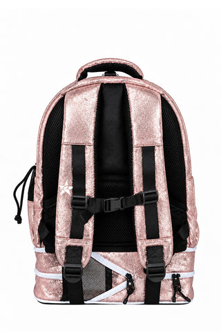 Faux Suede in Pink Champagne Rebel Baby Dream Bag with White Zipper