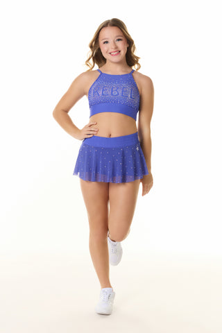 Mesh Overlay Skirt in Indigo Blue