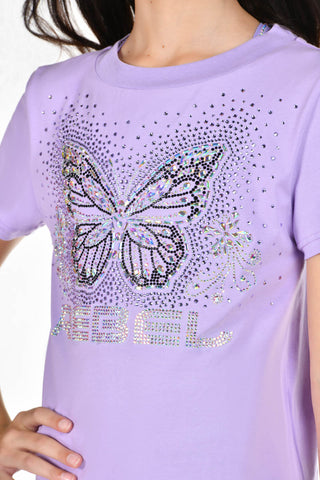 Crystal Couture Glimmerfly T-Shirt in Lavender
