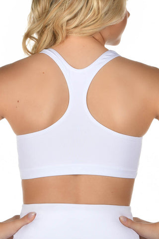 JewelLuxe You're On a Bow Sports Bra in White- FINAL SALE