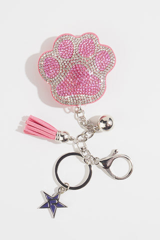 Crystal Paw Keychain in Pink