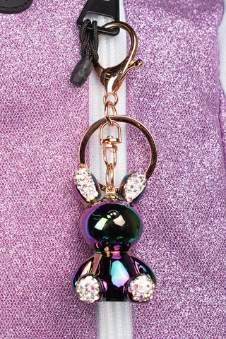 Mini Bunny Keychain in Iridescent Black